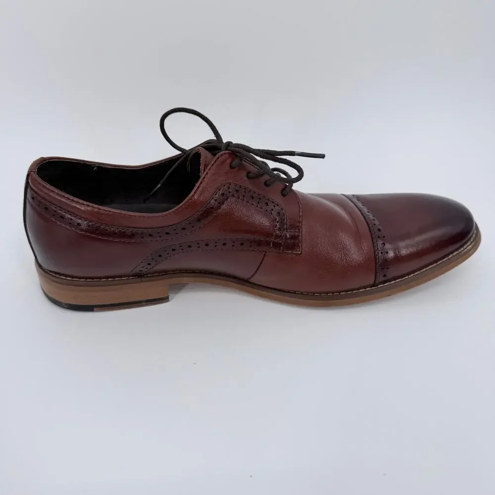 Stacy‎ Adams Dickinson Mens Leather Shoes CapToe Oxford Cognac 10.5M 25066-221